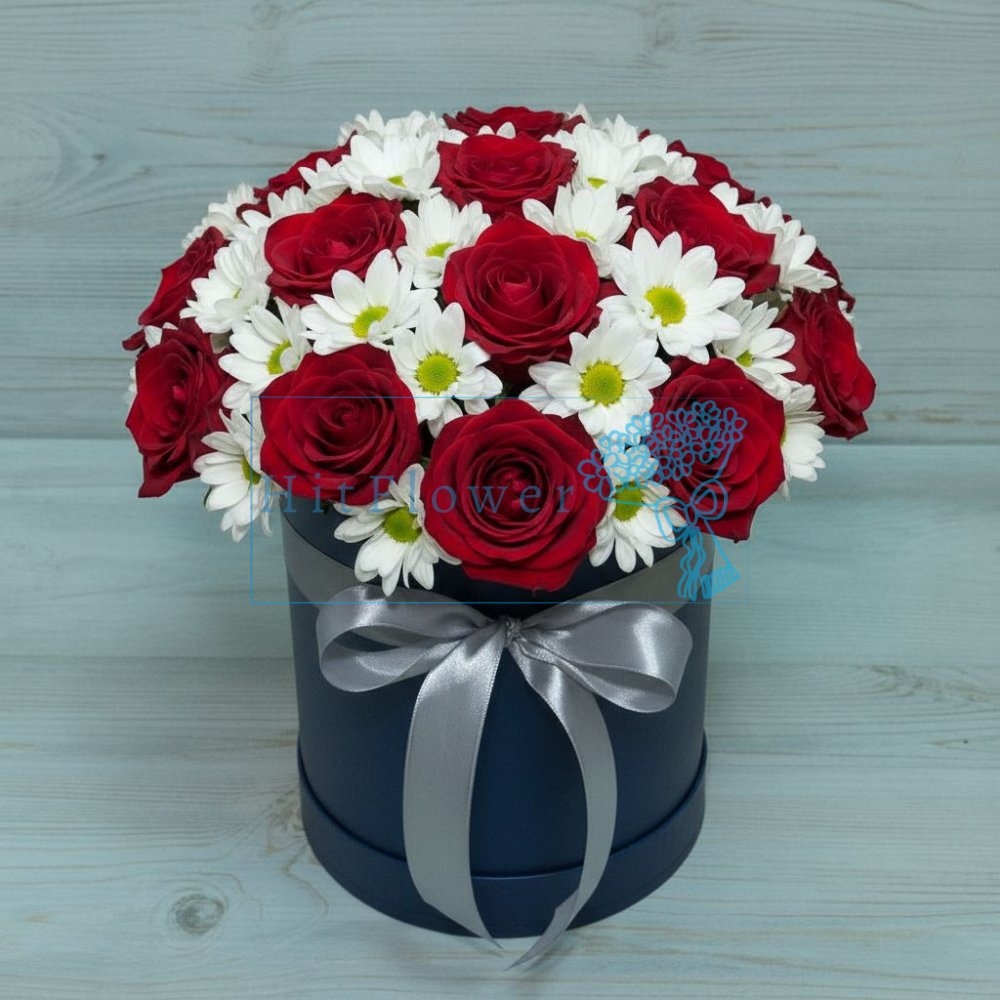 Композиция из живых цветов Цветочная роскошь Цветочная композиция из Розы и Хризантемы